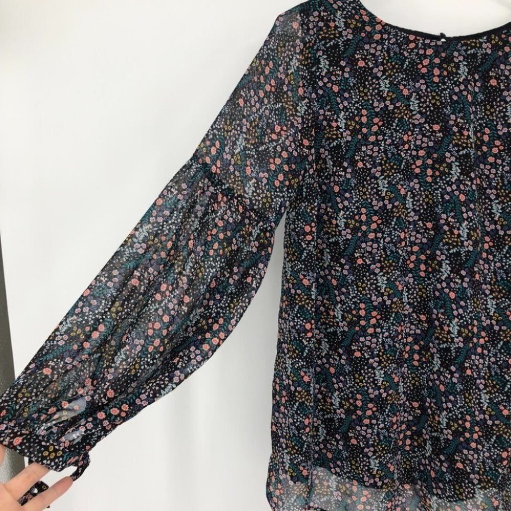 H&M Sheer balloon sleeve lined floral blouse - Picture 7 of 11